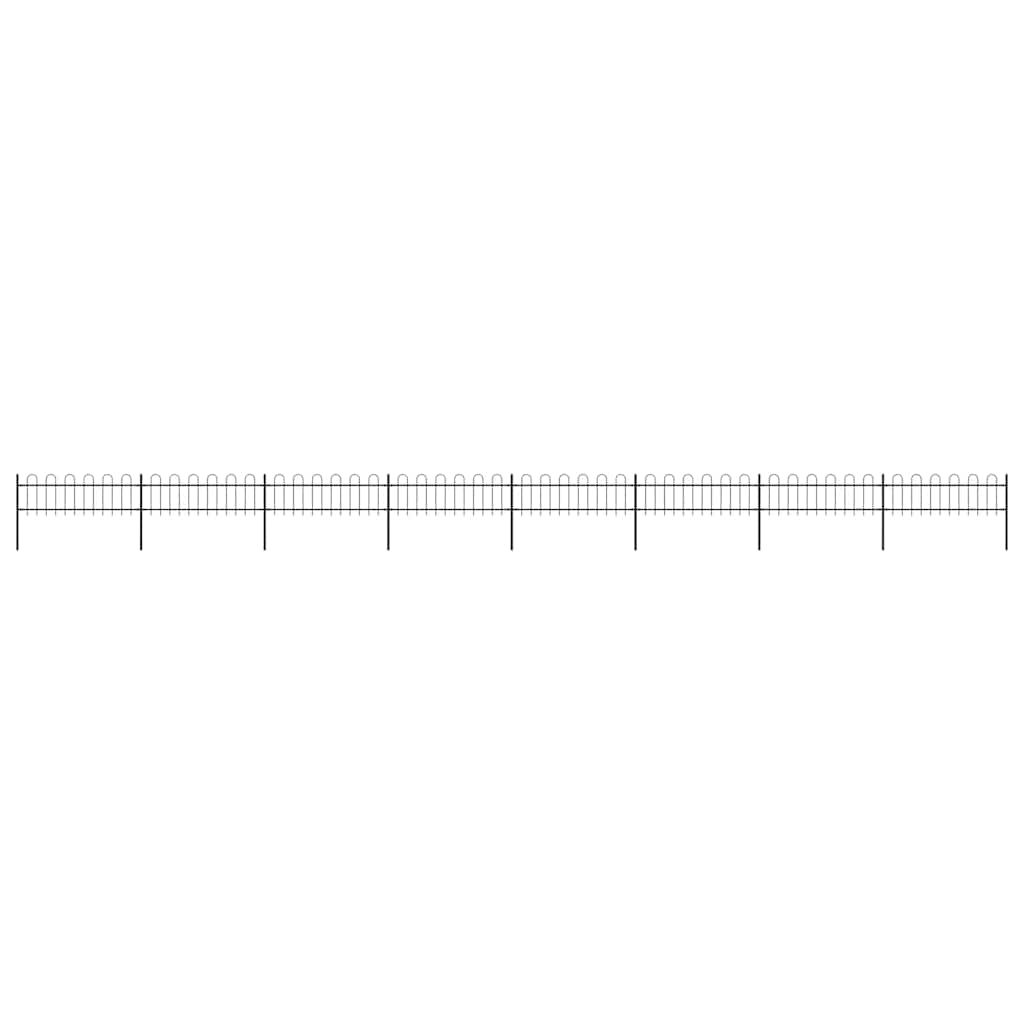 Garden Fence with Hoop Top Steel 561.4"x23.6" Black