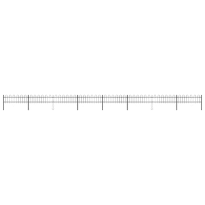 Garden Fence with Hoop Top Steel 561.4"x23.6" Black