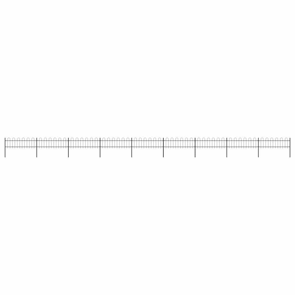 Garden Fence with Hoop Top Steel 631.3"x23.6" Black