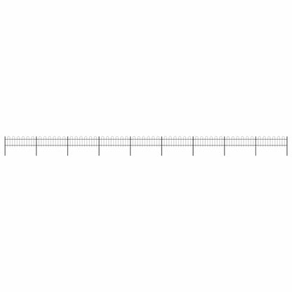 Garden Fence with Hoop Top Steel 631.3"x23.6" Black