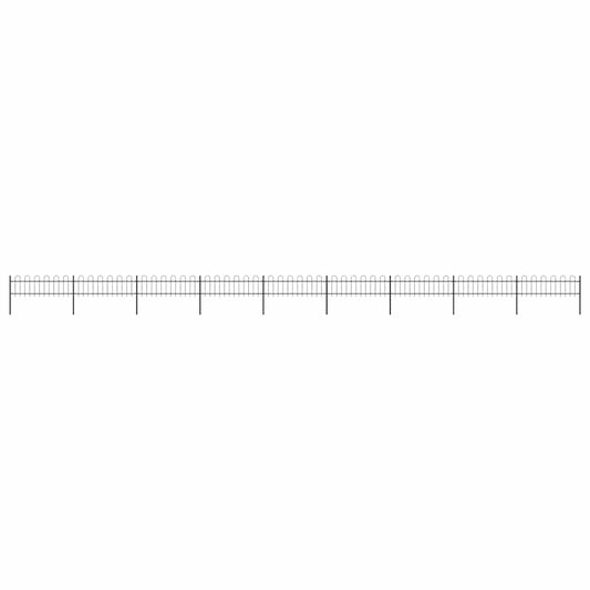 Garden Fence with Hoop Top Steel 1506x60 cm Black