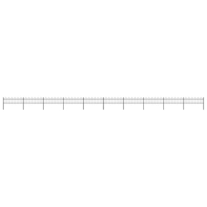 Garden Fence with Hoop Top Steel 701.3"x23.6" Black