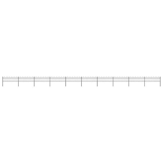 Garden Fence with Hoop Top Steel 1673x60 cm Black
