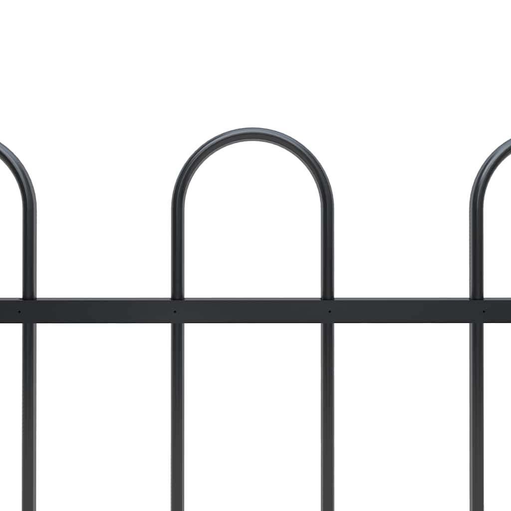 Garden Fence with Hoop Top Steel 211.4"x31.5" Black