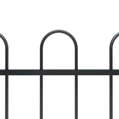 Garden Fence with Hoop Top Steel 211.4"x31.5" Black