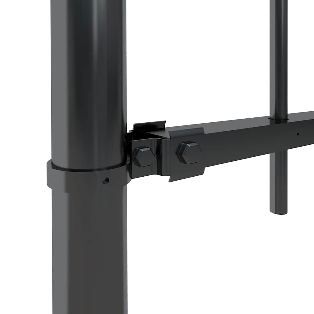 Garden Fence with Hoop Top Steel 211.4"x31.5" Black