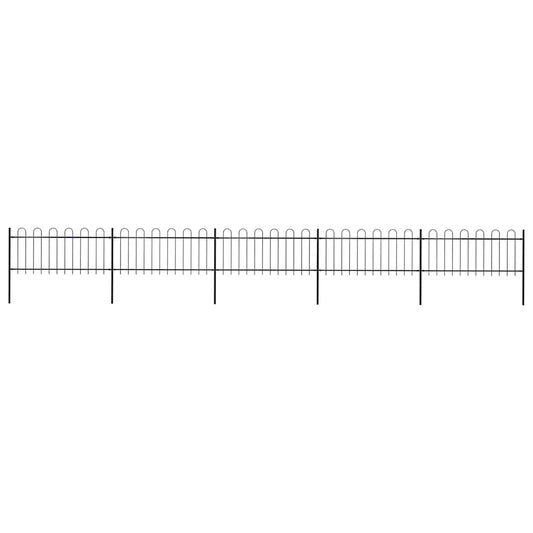 Garden Fence with Hoop Top Steel 838x80 cm Black
