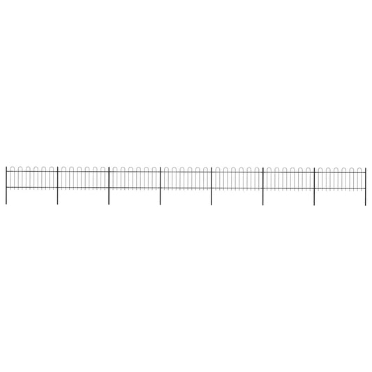 Garden Fence with Hoop Top Steel 1172x80 cm Black