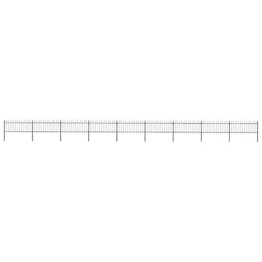 Garden Fence with Hoop Top Steel 1506x80 cm Black