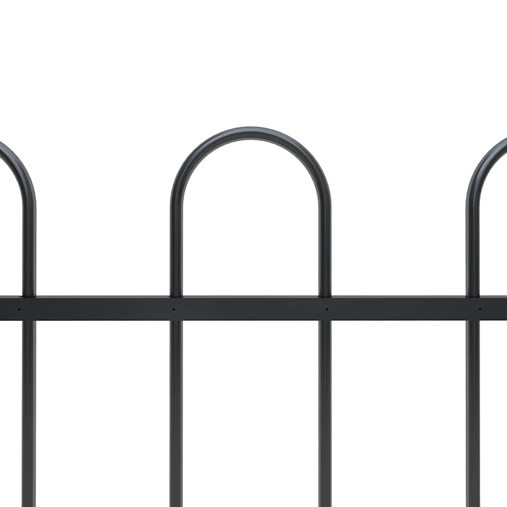 Garden Fence with Hoop Top Steel 1339x100 cm Black