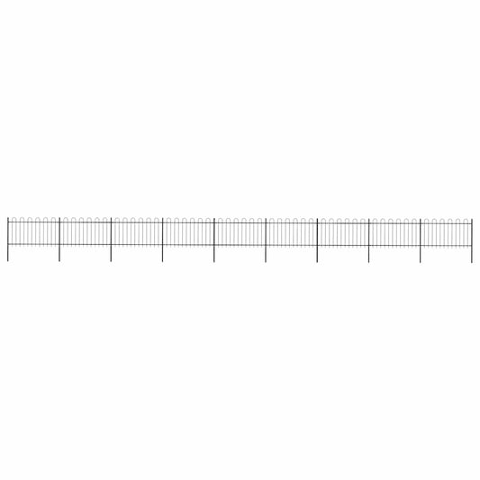 Garden Fence with Hoop Top Steel 1506x100 cm Black