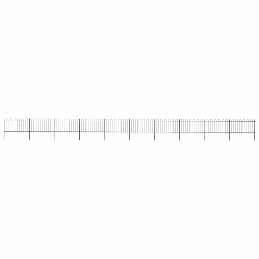Garden Fence with Hoop Top Steel 1673x100 cm Black
