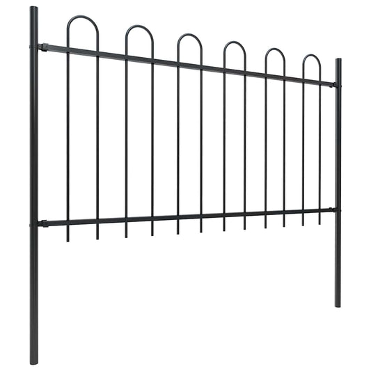 Garden Fence with Hoop Top Steel 1673x100 cm Black