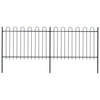 Garden Fence with Hoop Top Steel 3.4x1.2 m Black
