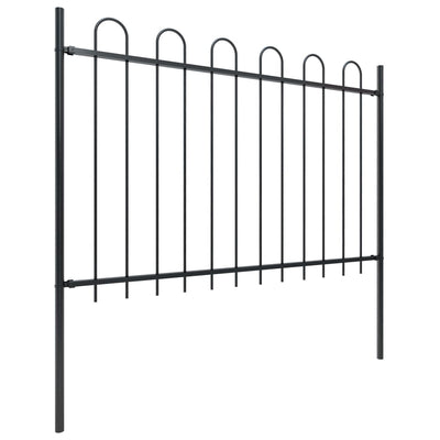 Garden Fence with Hoop Top Steel 3.4x1.2 m Black