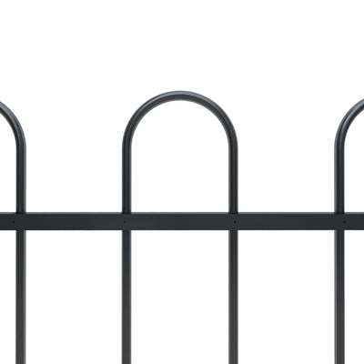 Garden Fence with Hoop Top Steel 3.4x1.2 m Black