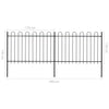 Garden Fence with Hoop Top Steel 3.4x1.2 m Black