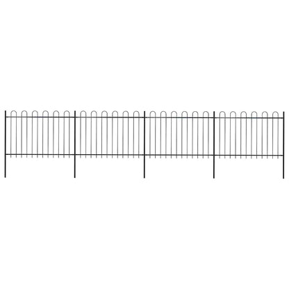 Garden Fence with Hoop Top Steel 281.3"x47.2" Black