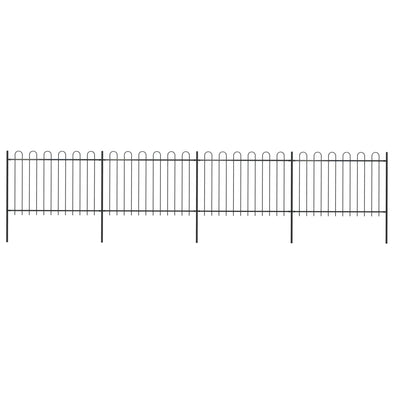 Garden Fence with Hoop Top Steel 6.8x1.2 m Black