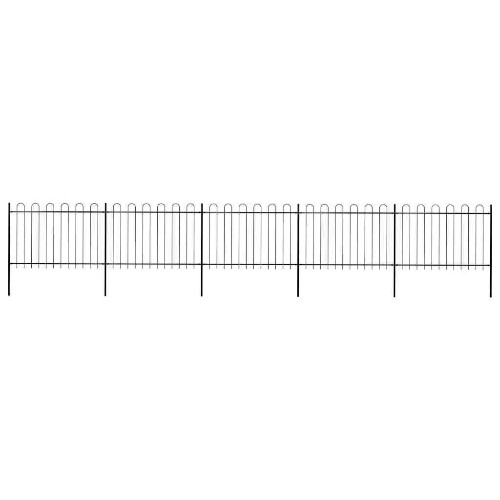 Garden Fence with Hoop Top Steel 351.3"x47.2" Black