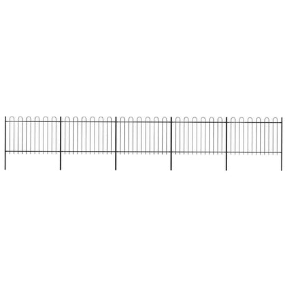Garden Fence with Hoop Top Steel 351.3"x47.2" Black