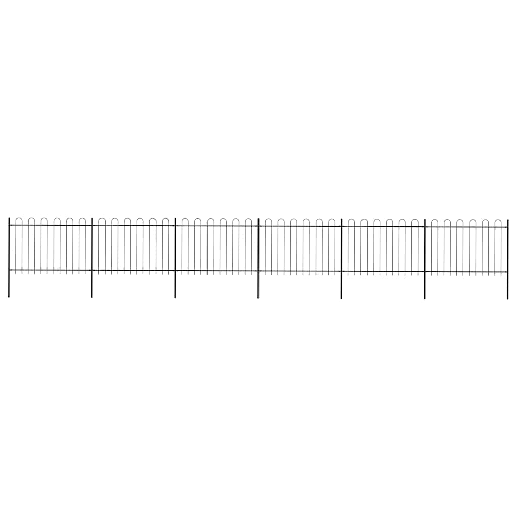 Garden Fence with Hoop Top Steel 421.3"x47.2" Black