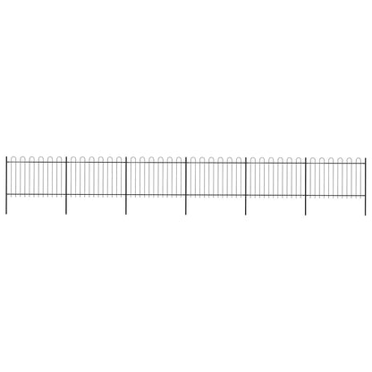 Garden Fence with Hoop Top Steel 421.3"x47.2" Black