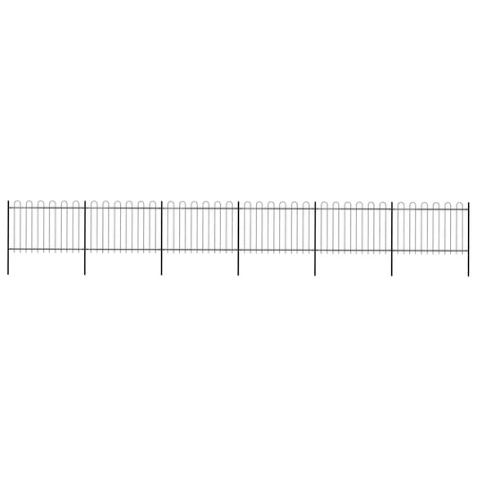 Garden Fence with Hoop Top Steel 1005x120 cm Black