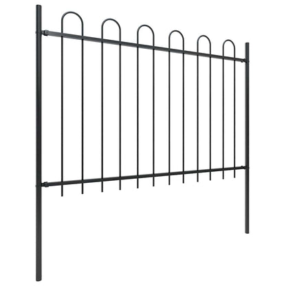 Garden Fence with Hoop Top Steel 421.3"x47.2" Black