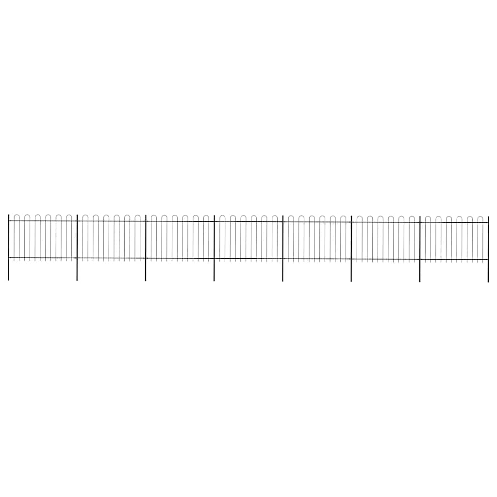 Garden Fence with Hoop Top Steel 491.3"x47.2" Black
