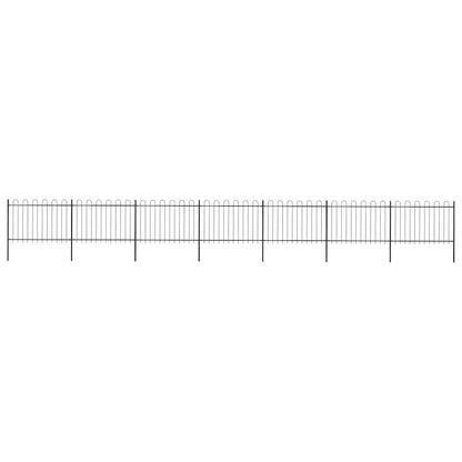 Garden Fence with Hoop Top Steel 491.3"x47.2" Black