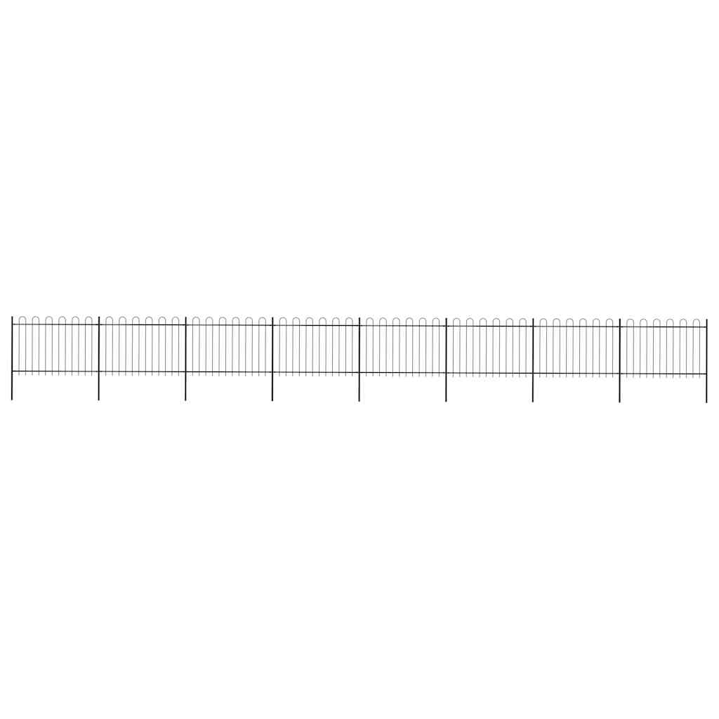 Garden Fence with Hoop Top Steel 561.4"x47.2" Black