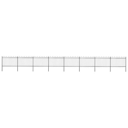 Garden Fence with Hoop Top Steel 561.4"x47.2" Black
