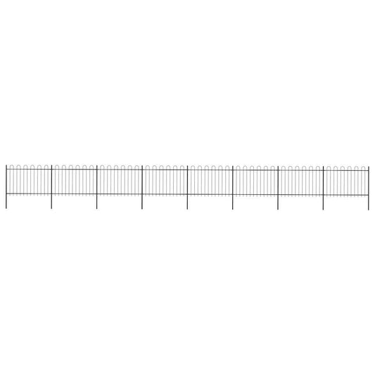 Garden Fence with Hoop Top Steel 1339x120 cm Black