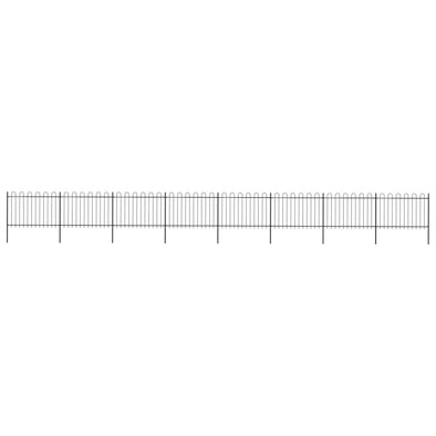 Garden Fence with Hoop Top Steel 13.6x1.2 m Black