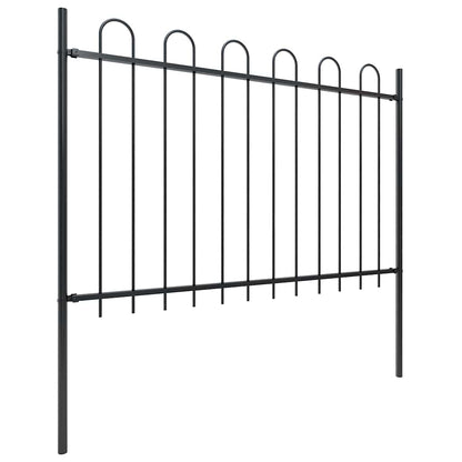 Garden Fence with Hoop Top Steel 561.4"x47.2" Black