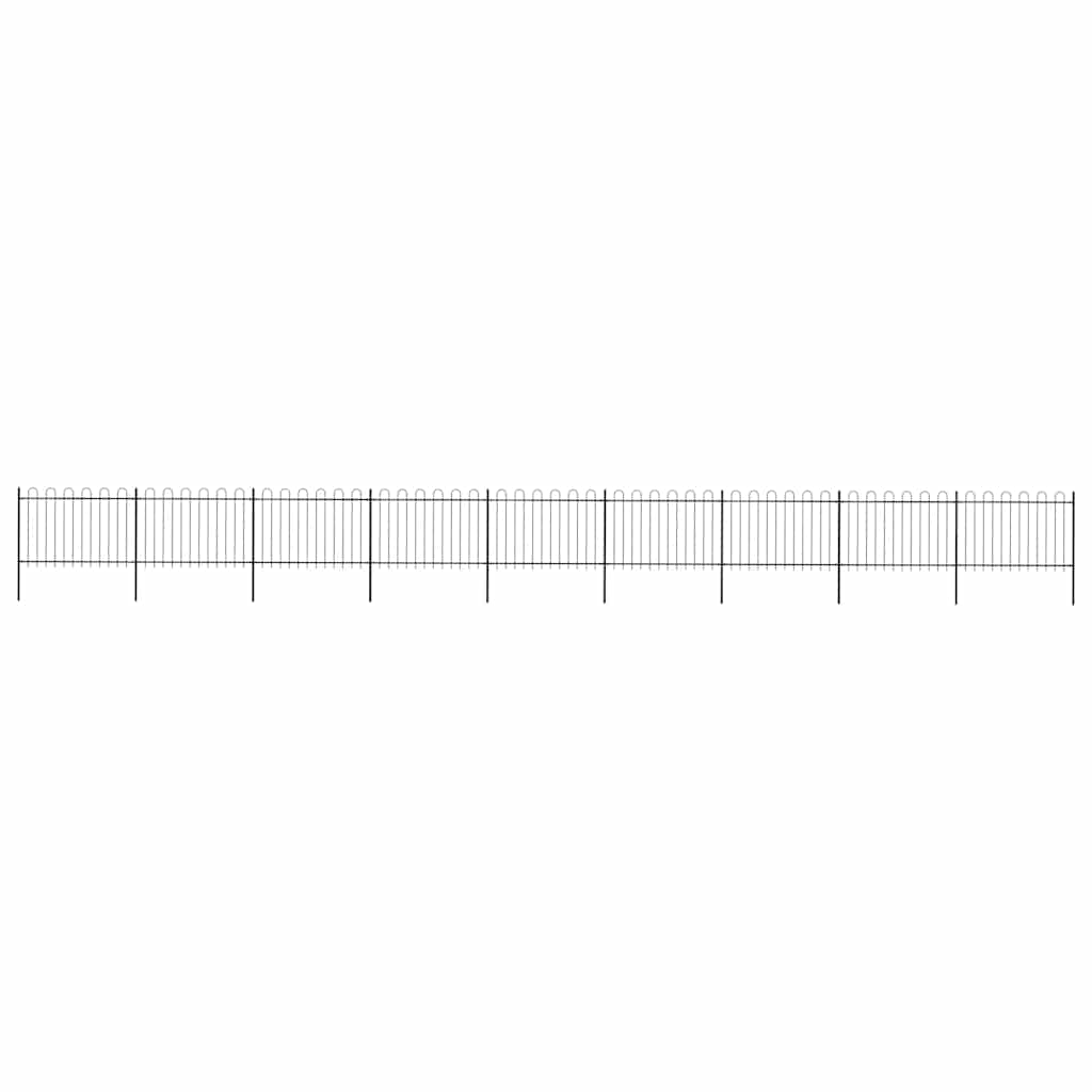 Garden Fence with Hoop Top Steel 631.3"x47.2" Black