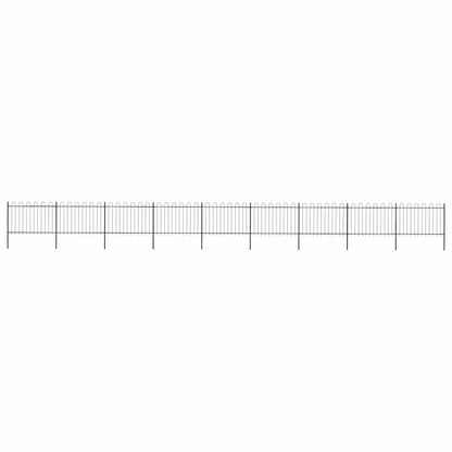 Garden Fence with Hoop Top Steel 631.3"x47.2" Black