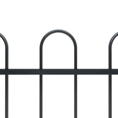 Garden Fence with Hoop Top Steel 1673x120 cm Black