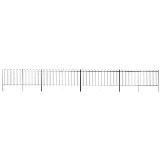 Garden Fence with Hoop Top Steel 1339x150 cm Black