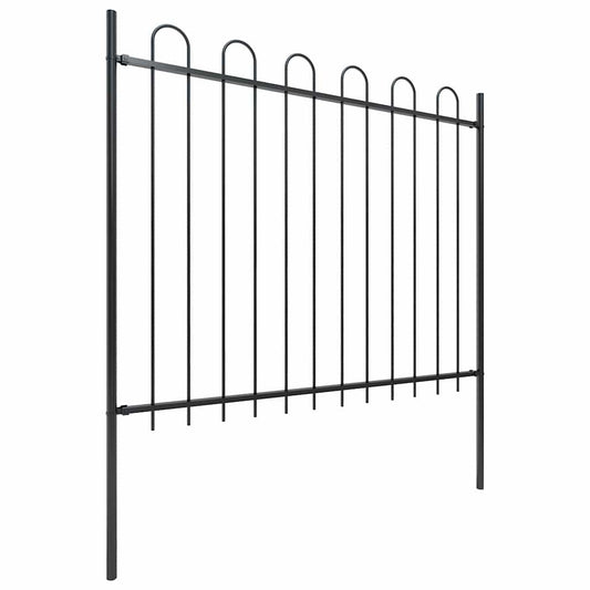 Garden Fence with Hoop Top Steel 1339x150 cm Black