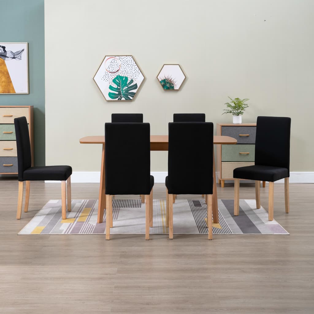 Dining Chairs 6 pcs Black Fabric