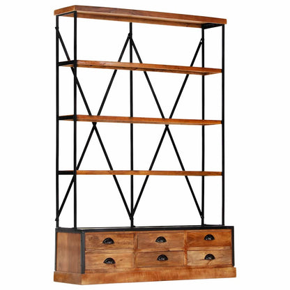 284423 vidaXL 4-Tier Bookcase with 6 Drawers 122x36x181 cm Solid Mango Wood