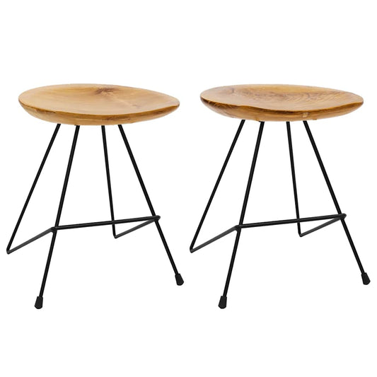 Stool | Natural | Solid Teak Wood | Compact | Sturdy | Stool | Round