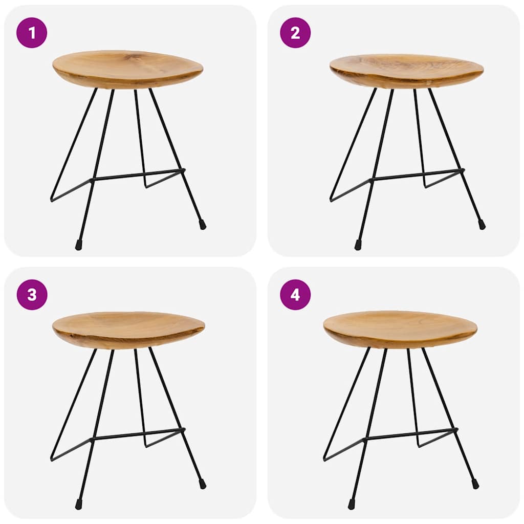 Stools 2 pcs Solid Teak Wood
