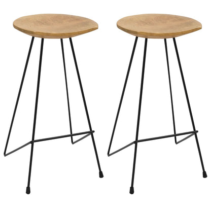 Bar Stools 2 pcs Solid Teak Wood