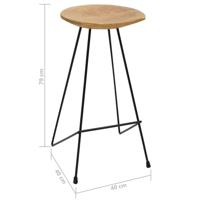 Bar Stools 2 pcs Solid Teak Wood