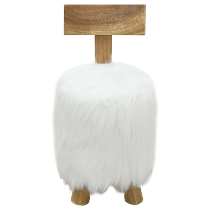 Stool White Solid Teak Wood