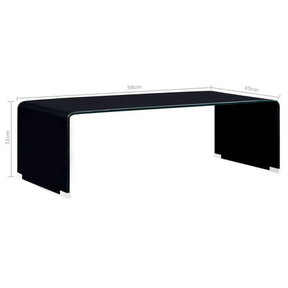 Coffee Table | Black | Tempered Safety Glass | 98 x 45 x 31 cm
