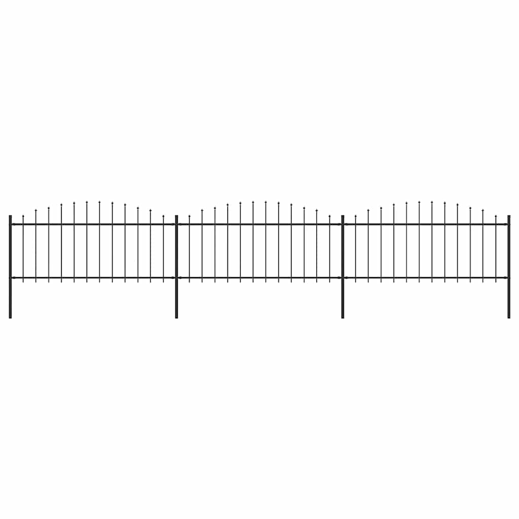 Garden Fence with Spear Top Steel 537x75 cm Black
